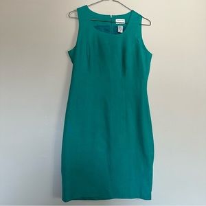 Linen Green Dress Formal Casual For Work Size 8P Petite